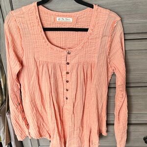 We The Free Coral Button-Front Blouse
